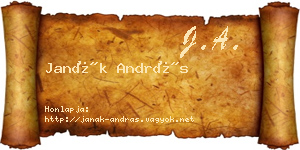 Janák András névjegykártya
